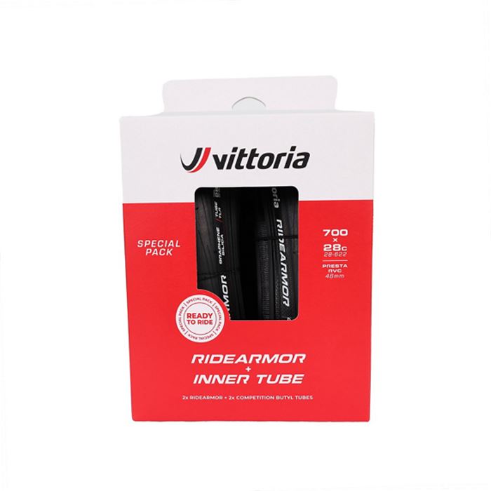 CUBIERTAS VITTORIA RIDEARMOR BLACK 700X28C TLR G2 + CAMARAS