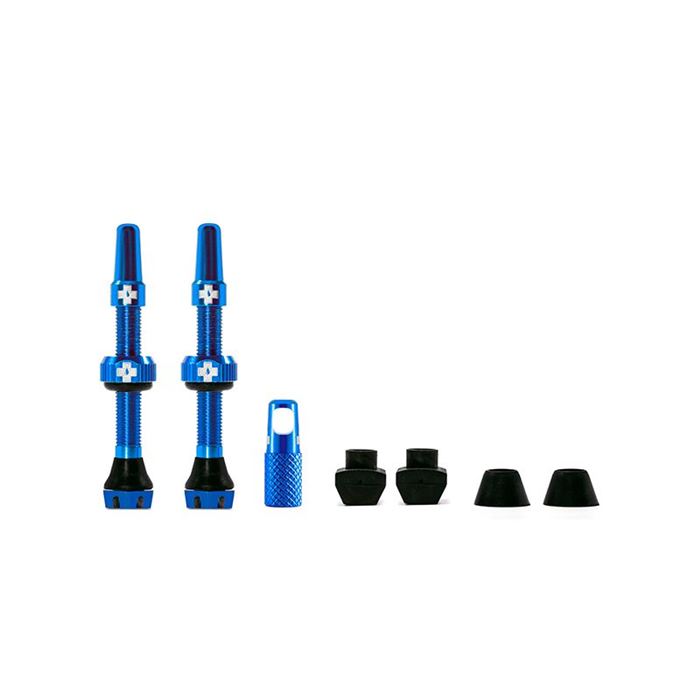 JUEGO VALVULAS MUC-OFF V2 TUBELESS 44 MM AZUL